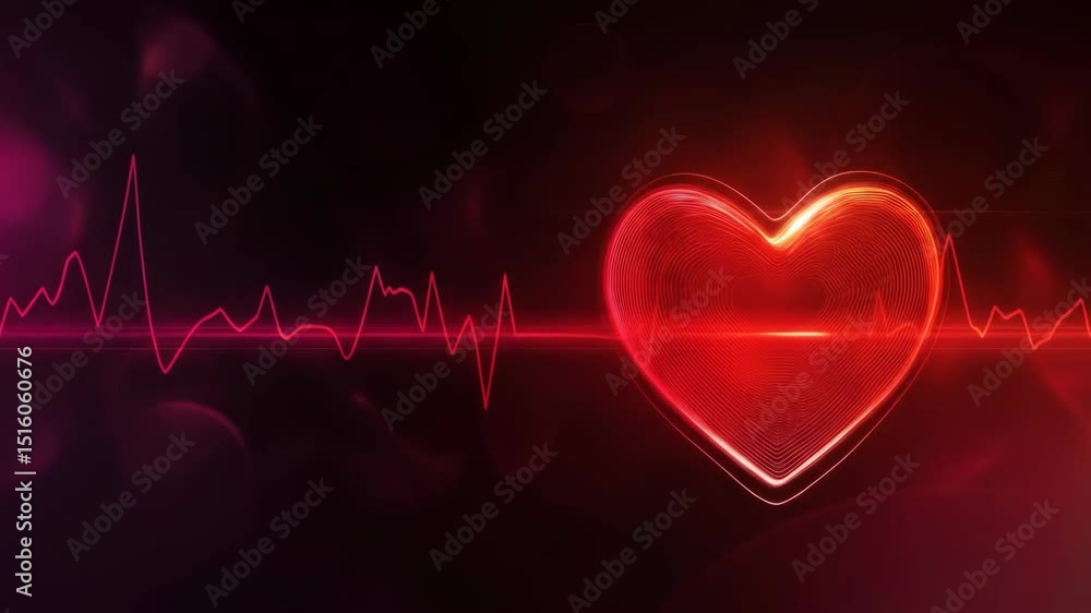 Pulsating heartbeat animation with vibrant red heart and dynamic ekg line Pulsating heartbeat animation with vibrant red heart and dynamic ekg line