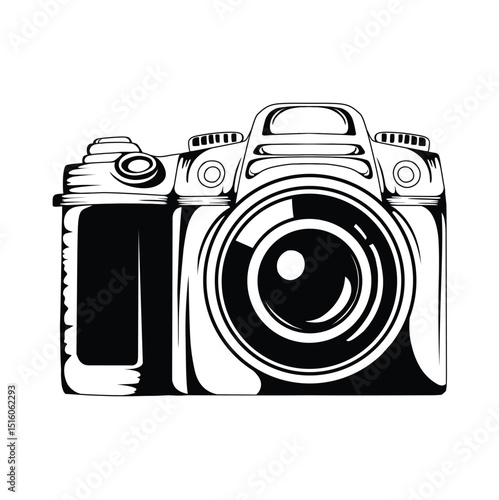 Vintage Camera Illustration in Black and White