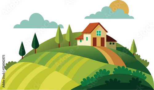 Hill with farmhouse