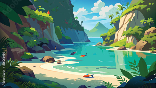 Beautiful italian village landscape illustration travel tourism