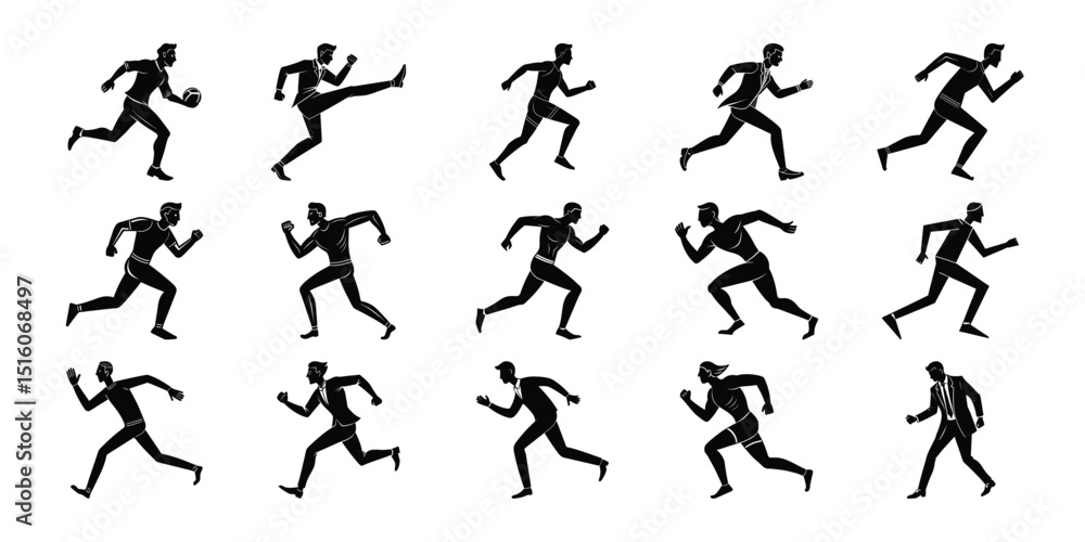 Silhouette vector bundles Sequence Depicts a Running Man in Action. Silhouette vector bundles Sequence Depicts a Running Man in Action.