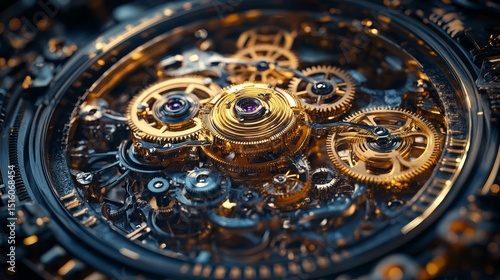 Wallpaper Mural Intricate Close-Up of Vintage Clockwork Mechanism with Gears Torontodigital.ca