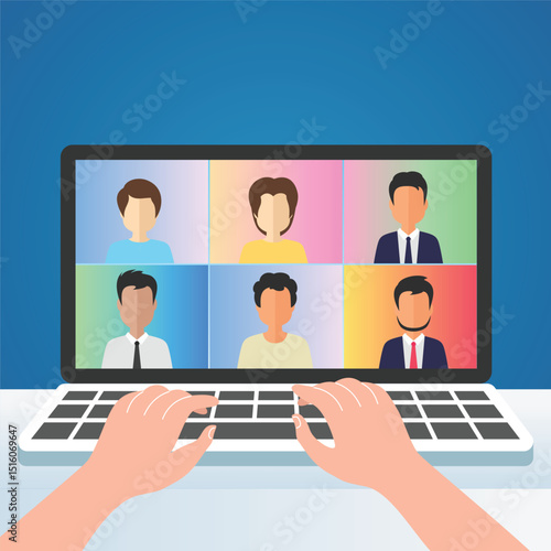 online  meeting people connecting together video conference remote working on laptop computer, work from home and work from anywhere