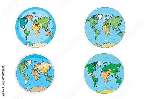 A vibrant set of colorful Easter eggs adorned with flowers is scattered across a global map illustration