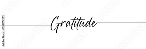 One continuous line drawing typography line art of gratitude word writing isolated on white background. Vector Illustration . EPS 10 . 