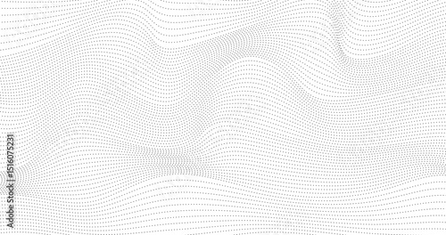 Abstract wave of particles geography grid style. Vector illustration.
