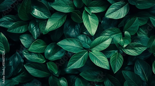 Wallpaper Mural Tropical green leaves full frame texture for botanical nature freshness photography foliage background setup concept Torontodigital.ca