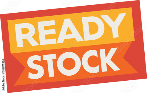 Ready Stock Label Vector – Bold Banner Icon for Available Products, Fast Shipping, In Stock Sign, Delivery Tag, Retail Offer Badge
