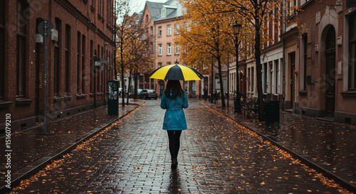 young woman walking in the city
