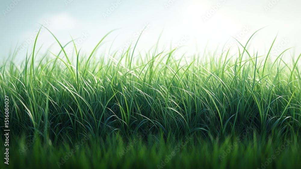Obraz premium Lush Green Grass Under Soft Natural Light in a Clear Sky