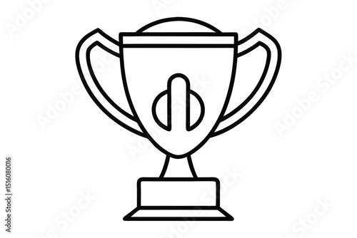 Trophy cup in modern line art vector illustration