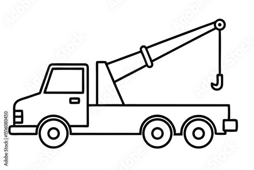 Mobile crane line art vector illustration