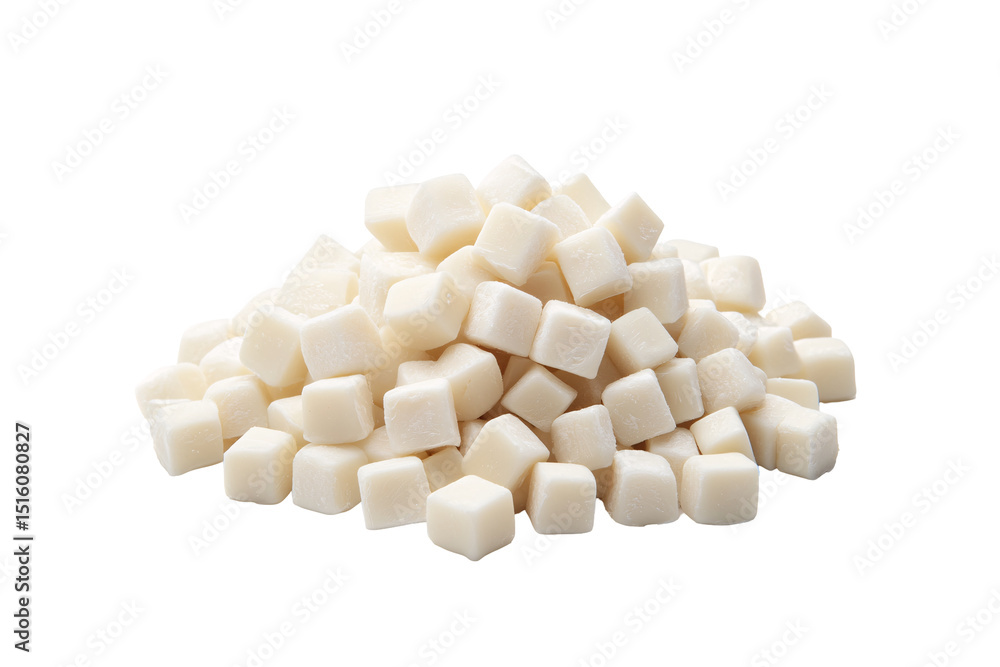 Isolated mound of white chocolate pieces Isolated mound of white chocolate pieces