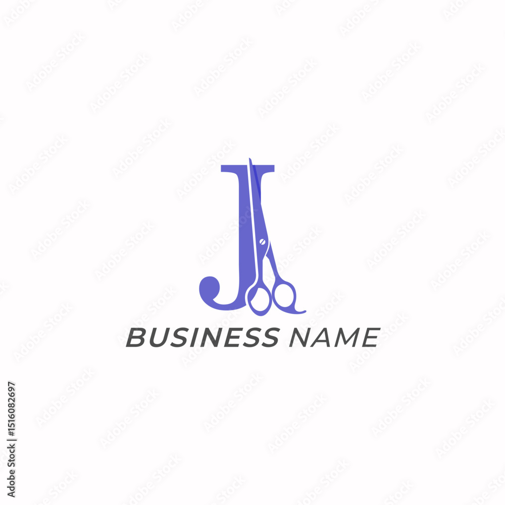 design logo combine letter J and scissors design logo combine letter J and scissors