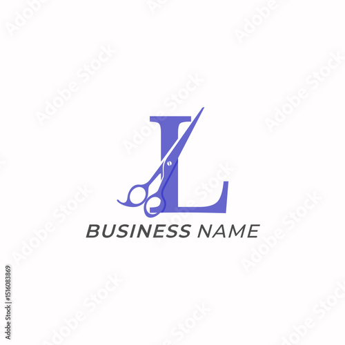 design logo creative letter L and scissors
