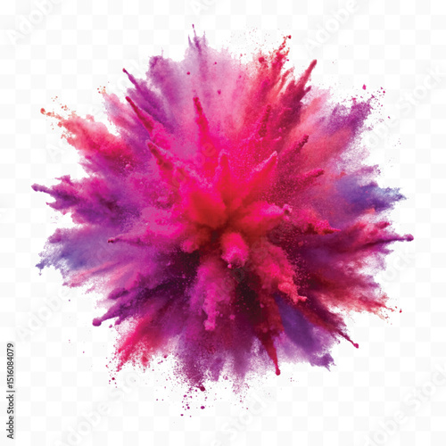 realistic violet lilac color powder dust explosion in different style isolated on a white background