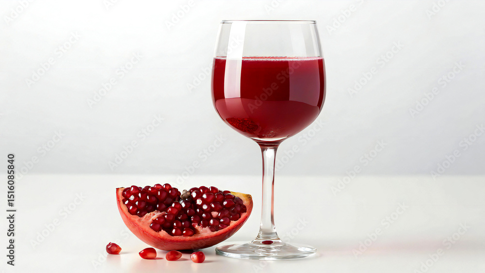 Rich Pomegranate Juice in Glass with Luxurious Detail Rich Pomegranate Juice in Glass with Luxurious Detail
