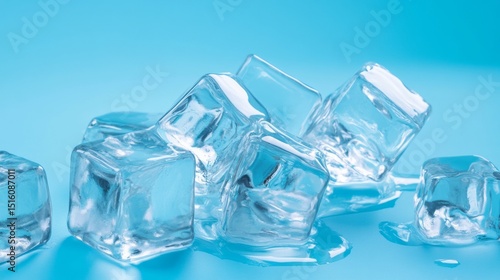 Wallpaper Mural Transparent ice cubes on blue surface for freshness visuals product photography beverage design background chill clarity Torontodigital.ca