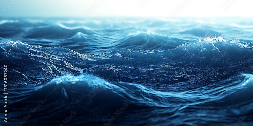 Fototapeta premium Ocean Waves Powerful Deep Blue Water Texture for Backgrounds