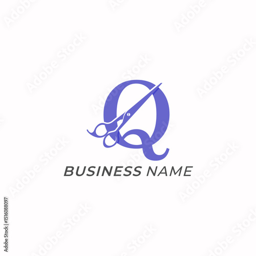 design logo creative letter Q and scissors icon
