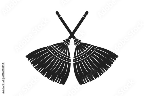 Broom icon vector silhouette illustration isolated on white background