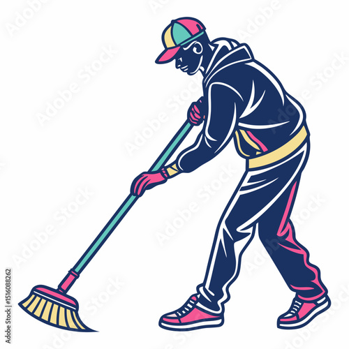 Broom vector silhouette illustration isolated on white background