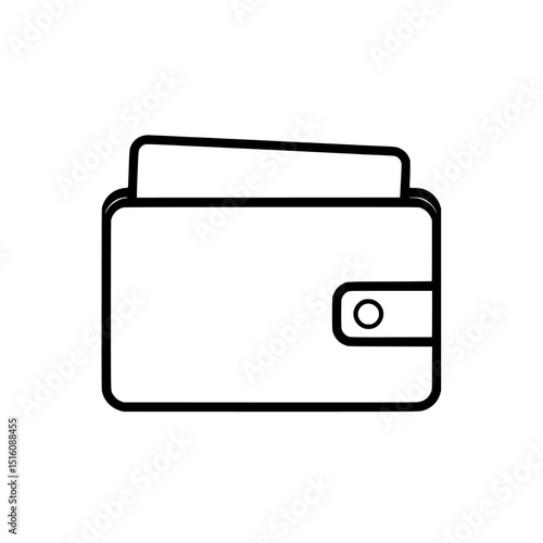 The icon of a wallet, depicted in minimalist black and white lines, features a clean design set against a white background, representing financial and organizational concepts
