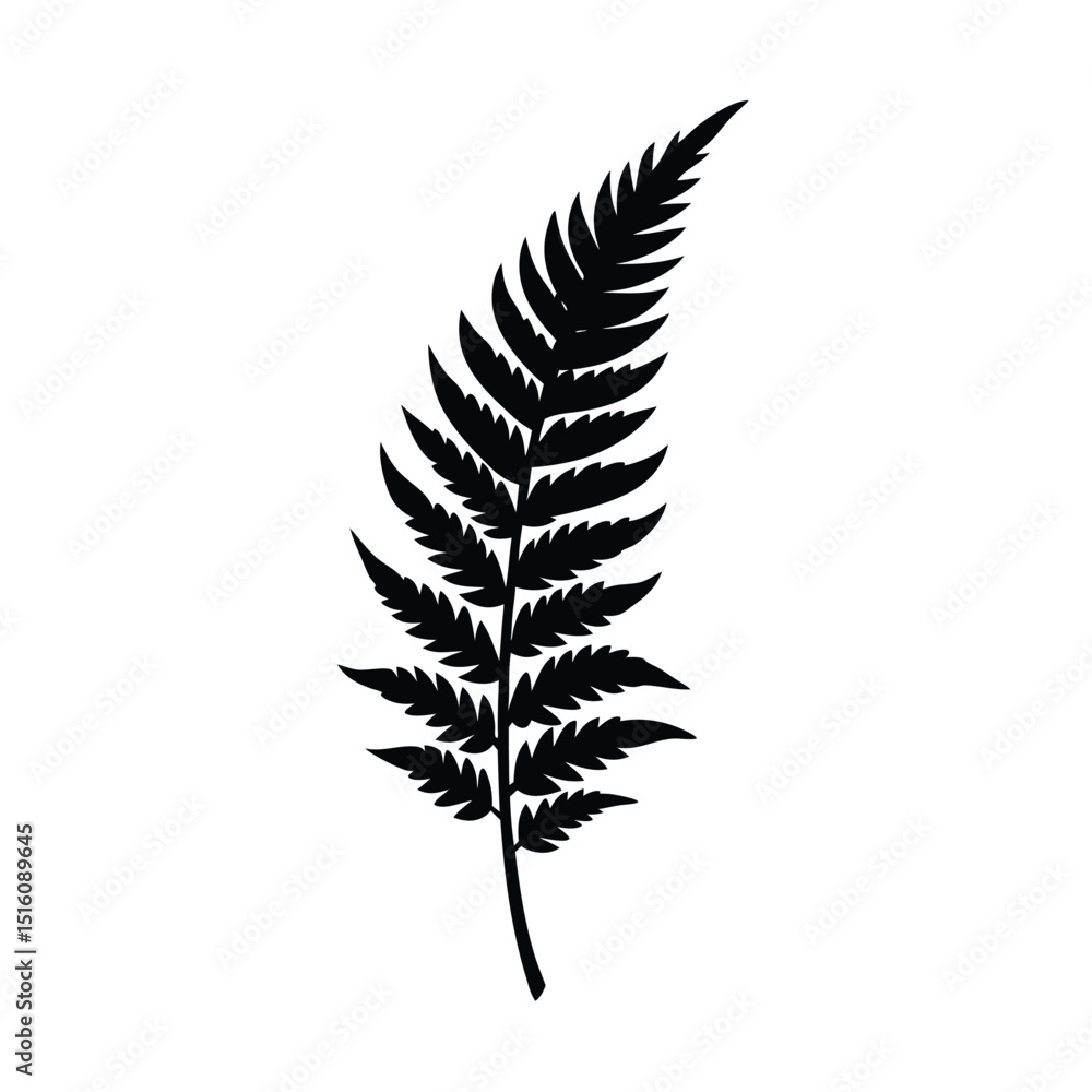 Naklejka premium Fern Frond Curved Vector Silhouette