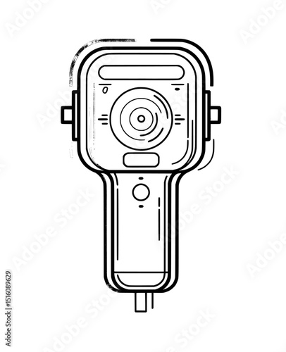 A modern barcode scanner icon is represented in a minimalist design featuring colorful lines, ideal for contemporary illustrations, and is characterized by simple, modern clipart of a barcode scanner
