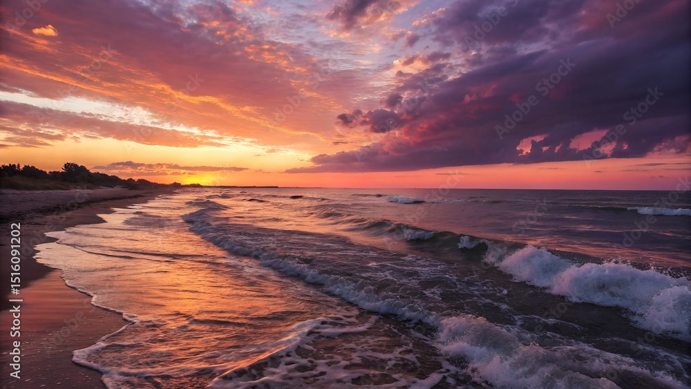 Coastal Sunset Serenity: Witness a breathtaking sunset over the tranquil sea, with radiant colors painting the sky, evoking feelings of peace and beauty. Coastal Sunset Serenity: Witness a breathtaking sunset over the tranquil sea, with radiant colors painting the sky, evoking feelings of peace and beauty.