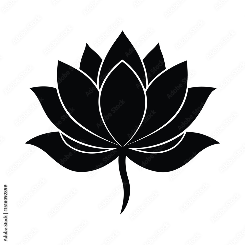 Lotus Flower Serene Vector Silhouette Lotus Flower Serene Vector Silhouette