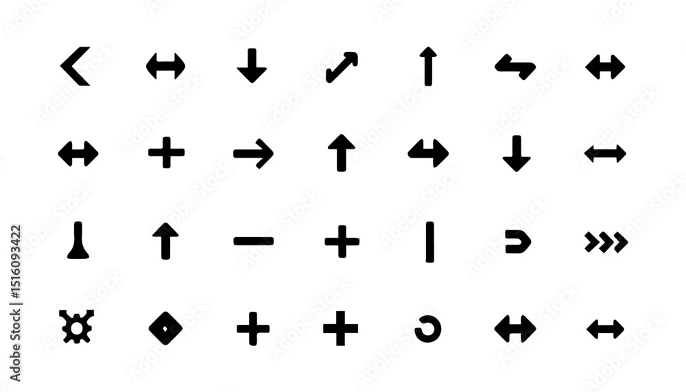 Different dimension arrows engineering symbol icon set collection Different dimension arrows engineering symbol icon set collection