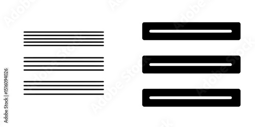 A basic visual representation consisting of three horizontal lines often utilized as a menu symbol in digital interfaces