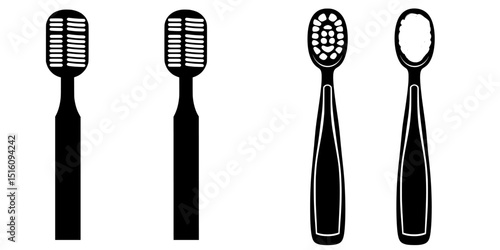 The image showcases a cute hand drawn brush for dental care and protection from caries, as well as a lovely cartoon manual toothbrush for teeth treatment and cavity hygiene, in stomatology and