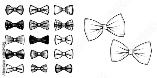 A pack of modern silhouette designs for a groom features bowtie silhouettes set against a plain backdrop