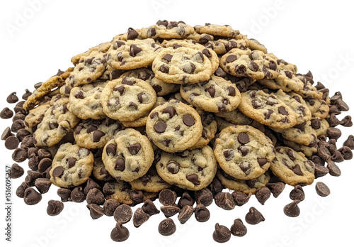 A mountain of chocolate chip cookies