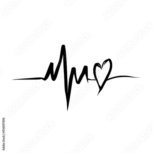 The image of a heartbeat rhythm is conveyed through a simple stylized line drawing that is clean, minimal, and symbolic of life