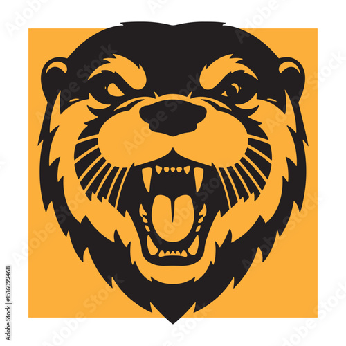Fierce otter head mascot illustration vector design in black and gold color scheme