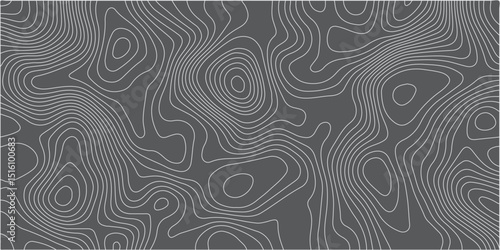 A seamless vector topographic map pattern with subtle,organic light gray contour lines against a dark gray background,creating a minimalist yet complex representation of abstract terrain or a scientif