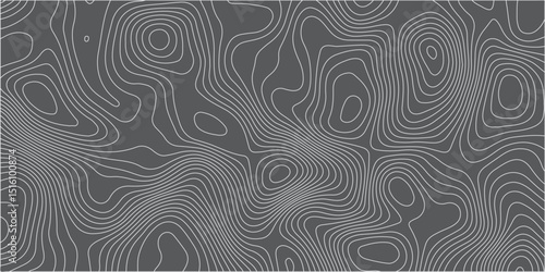 A seamless vector topographic map pattern with subtle,organic light gray contour lines against a dark gray background,creating a minimalist yet complex representation of abstract terrain or a scientif