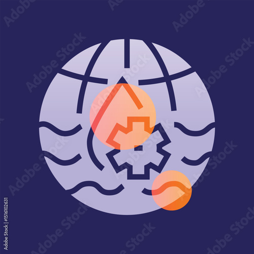 climate-sensitive water management glassmorphism illustration.