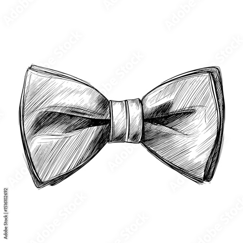 Detailed shading brings a hand-drawn sketch of a bow tie to life in this modern illustration of a classic fashion staple