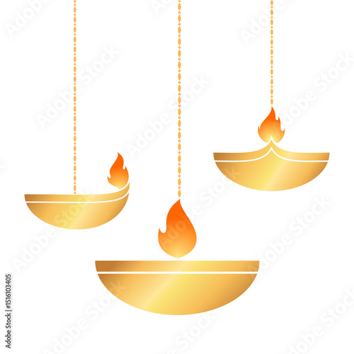 Diwali Diya Candles Hanging Vector Eps 10