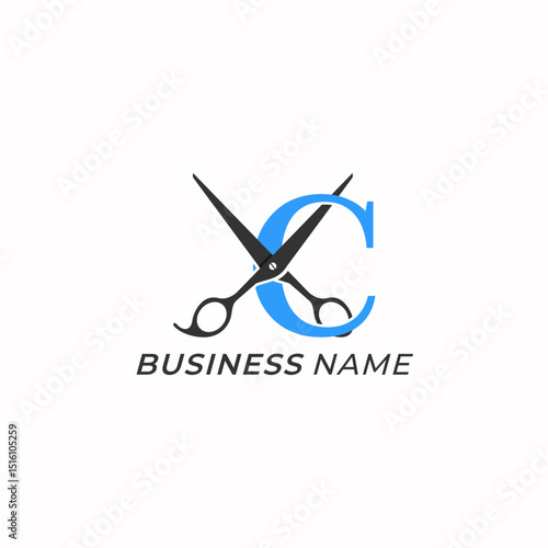 design logo combine letter C and scissors icon