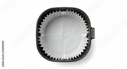 Air Fryer Basket with Fluted Paper Liner, Overhead View