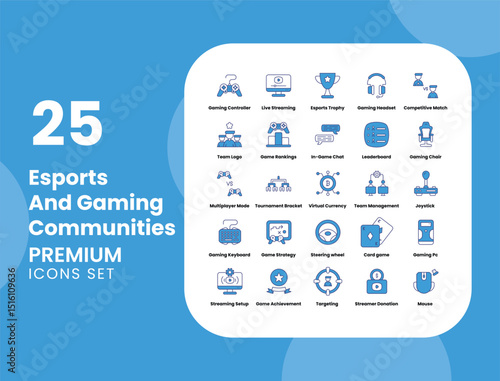 Esports and Gaming Communities Vector Icon Stock Illustration for Competitive Play, Streaming, and Gamer Engagement