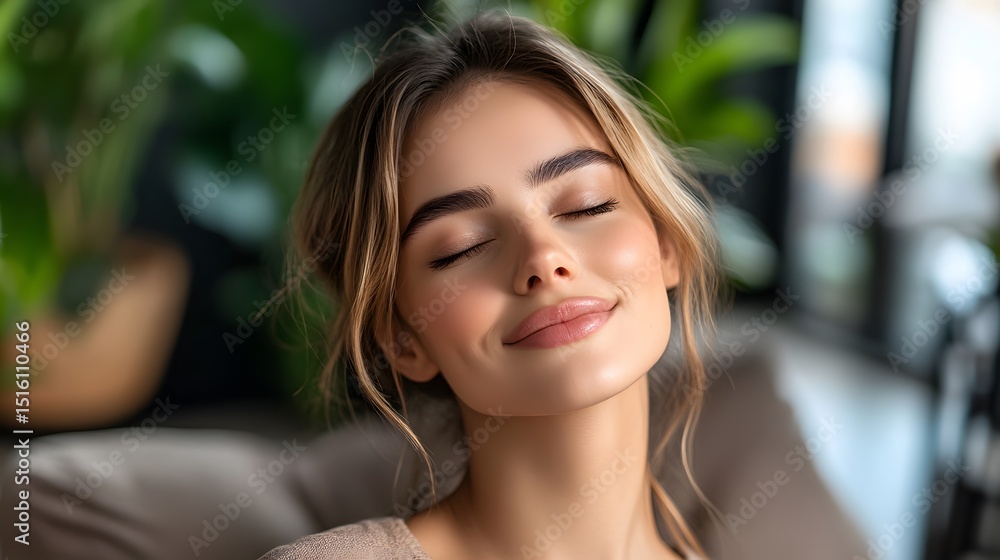 Beautiful Woman Relaxed Peaceful Serene Eyes Closed Skincare Wellness Beautiful Woman Relaxed Peaceful Serene Eyes Closed Skincare Wellness