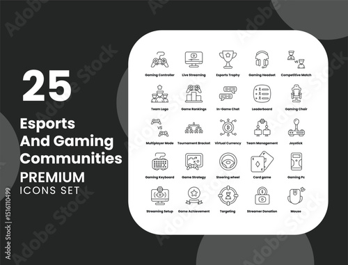 Esports and Gaming Communities Vector Icon Stock Illustration for Competitive Play, Streaming, and Gamer Engagement