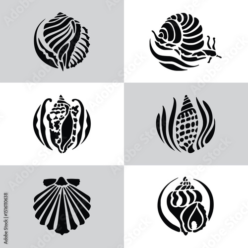 Silhouette of a Seashell Vector Illustration – Simple, Elegant Coastal Shell Shape Design for Beach, Ocean, Marine, Summer, Nature, and Nautical Themes