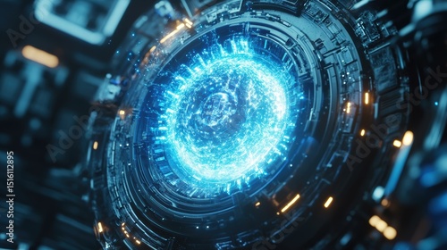Quantum AI Core Glowing Inside a Futuristic Machine